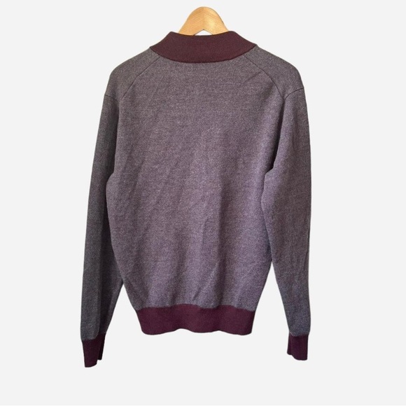 PETER MILLAR Burgundy Birdseye Quarter-Zip Merino Wool Pullover size L - Picture 2 of 8